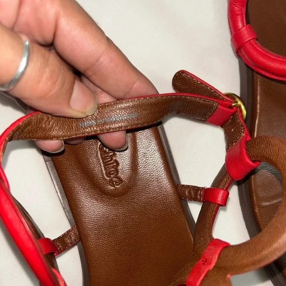 See by Chloe red leather sandals - Picture 2 of 10